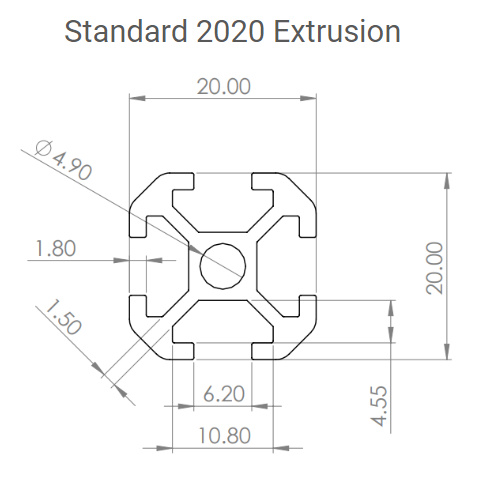XBEAMS 2020 Black Rigid Plastic T Slot Framing